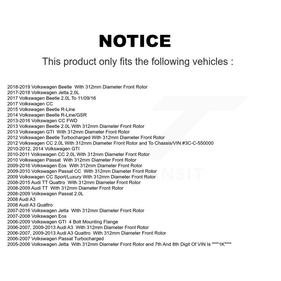 Front Hub Bearing Assembly With Coated Disc Brake Rotors And Ceramic Pads Kit For Volkswagen Jetta Beetle CC Passat GTI Audi Eos A3 TT Quattro Golf KBB-121175