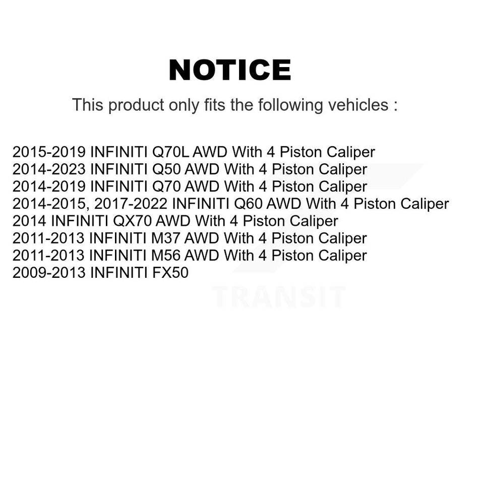 Front Hub Bearing Coated Brake Rotor Pads Kit For INFINITI Q50 Q60 M37 FX50 QX70 Q70 Q70L KBB-121275