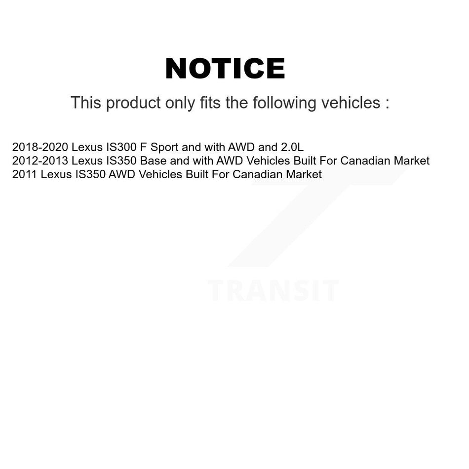 Front Hub Bearing Assembly With Coated Disc Brake Rotors And Ceramic Pads Kit (5Pc) For Lexus IS350 Vehicles Built Canadian Market KBB-121549