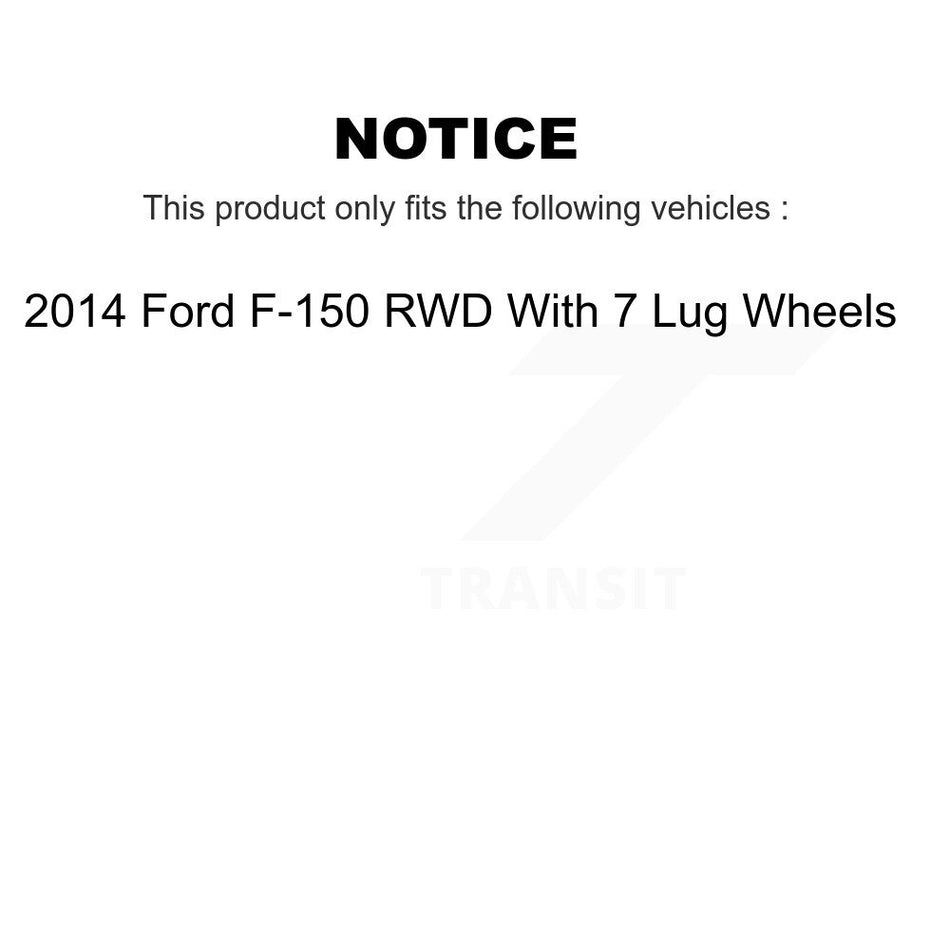 Front Rear Hub Bearing Coated Brake Rotor And Pad Shoe Kit (10Pc) For 2014 Ford F-150 RWD KBB-121656