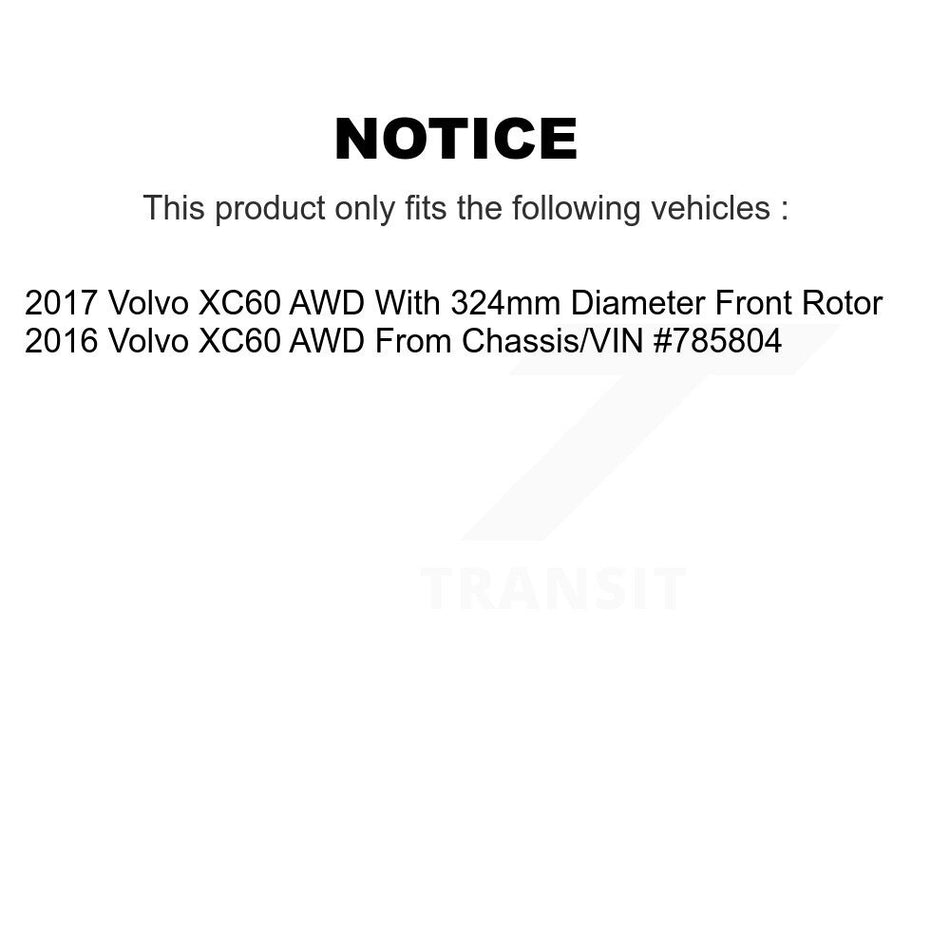 Front Rear Hub Bearings Assembly Coated Disc Brake Rotors And Semi-Metallic Pads Kit (10Pc) For Volvo XC60 AWD KBB-121767