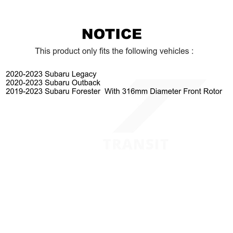 Front Hub Bearing Assembly With Coated Disc Brake Rotors And Ceramic Pads Kit For 2019-2020 Subaru Forester 316mm Diameter Rotor KBB-121883
