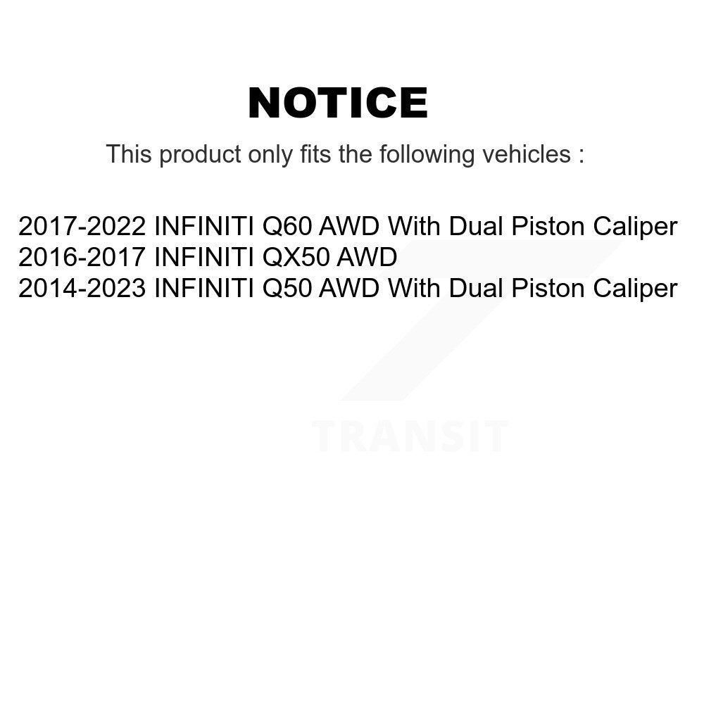 Front Hub Bearing Assembly Disc Brake Rotors And Pads Kit For INFINITI Q50 QX50 Q60 AWD KBB-122056