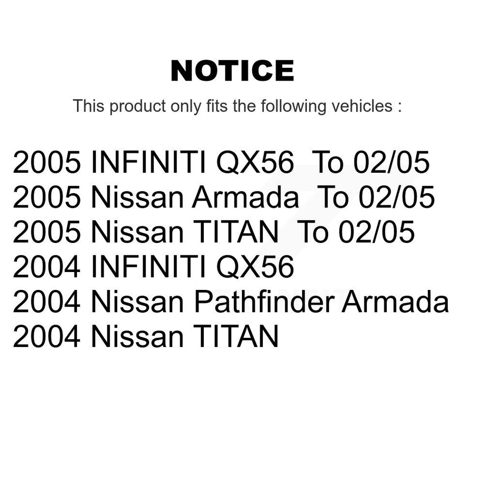 Front Hub Bearing Assembly With Disc Brake Rotors And Ceramic Pads Kit For Nissan Titan Pathfinder Armada INFINITI QX56 TITAN KBB-122192