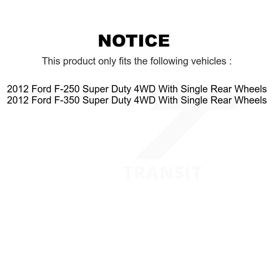 Front Hub Bearing Assembly With Disc Brake Rotors And Ceramic Pads Kit For 2012-2012 Ford F-250 Super Duty F-350 Single Rear Wheels 4WD KBB-122233