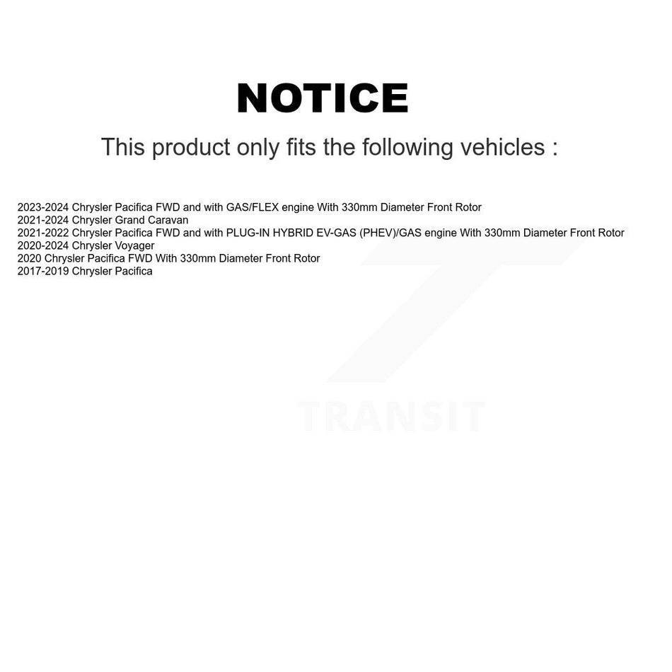 Front Hub Bearing Assembly With Disc Brake Rotors And Ceramic Pads Kit For Chrysler Pacifica Voyager Grand Caravan KBB-122438