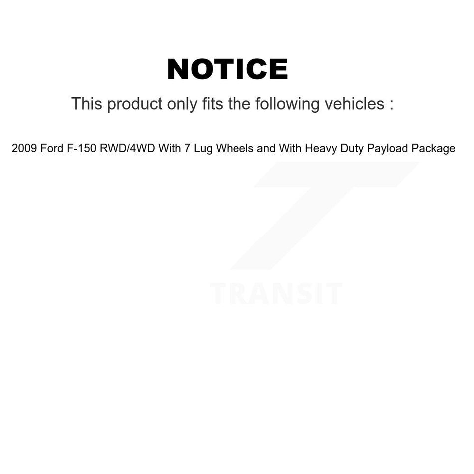 Front Hub Bearing Assembly With Disc Brake Rotors And Ceramic Pads Kit For 2009 Ford F-150 RWD 4WD 7 Lug Wheels Heavy Duty Payload Package KBB-122457