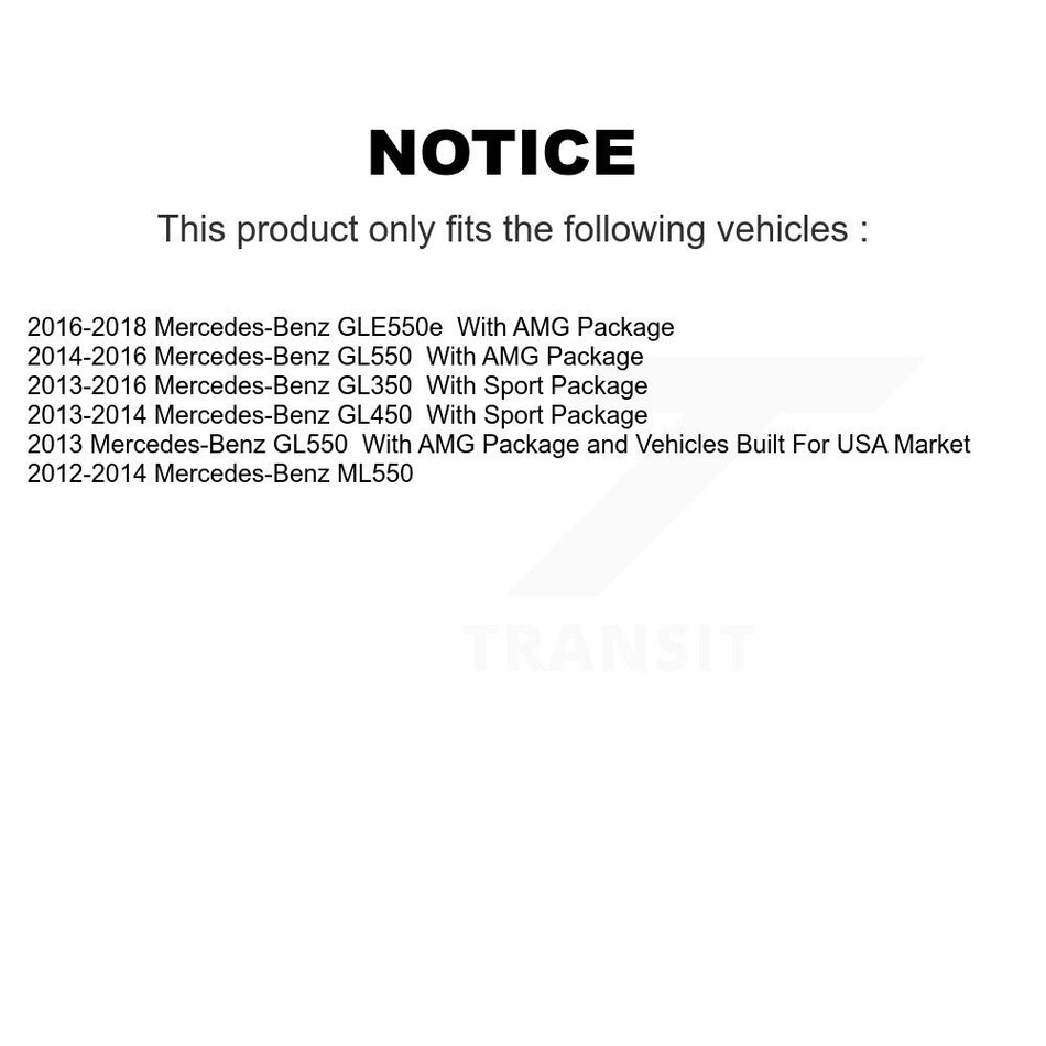 Front Hub Bearing Assembly With Coated Disc Brake Rotors And Semi-Metallic Pads Kit For Mercedes-Benz ML550 GLE550e KBB-122757