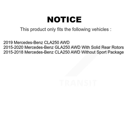 Front Rear Hub Bearing Brake Rotor And Pad Kit (10Pc) For Mercedes-Benz GLA250 CLA250 AWD KBB-124317
