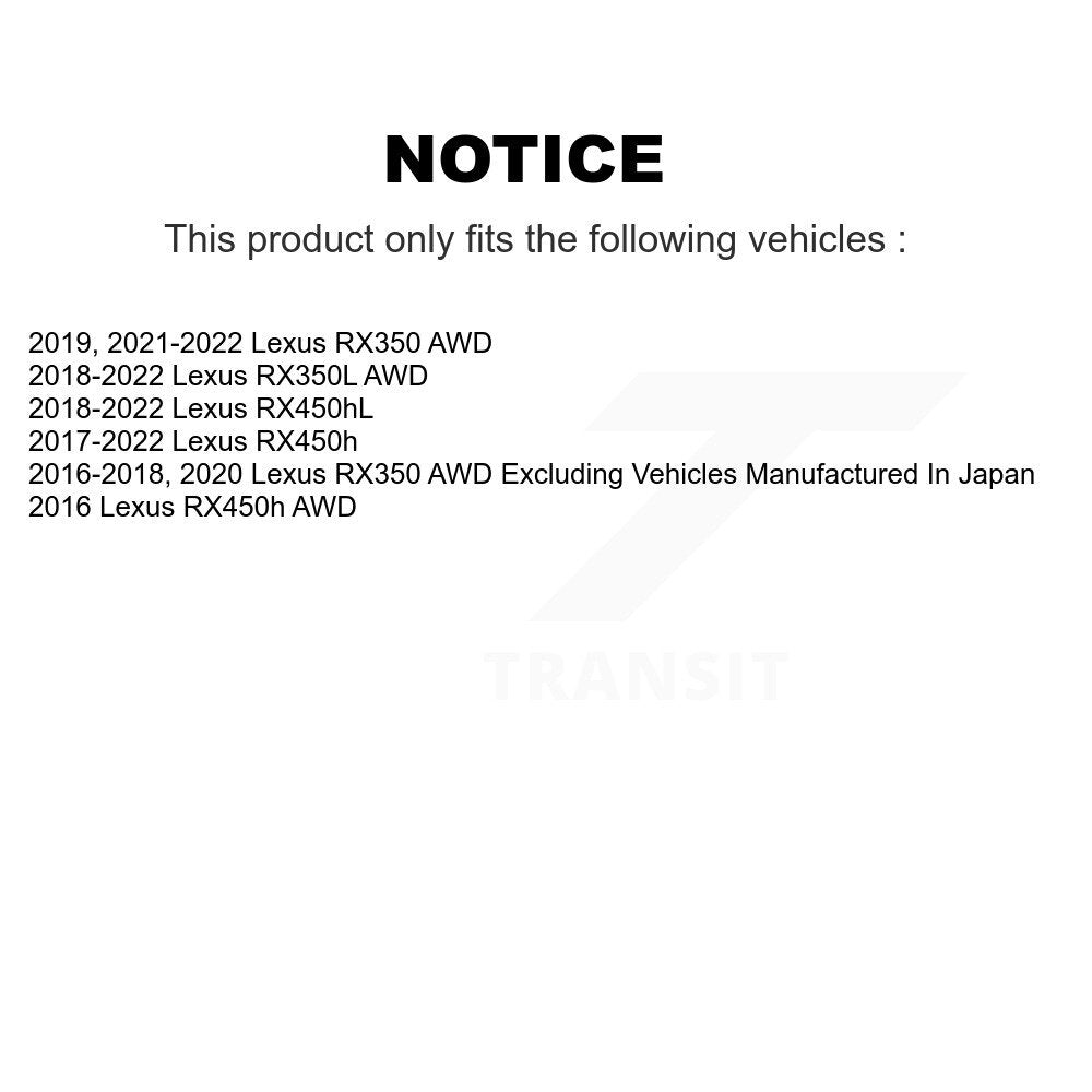 Front Rear Hub Bearing Brake Rotor & Pad Kit (10Pc) For Lexus RX350 RX450h RX350L RX450hL KBB-125227