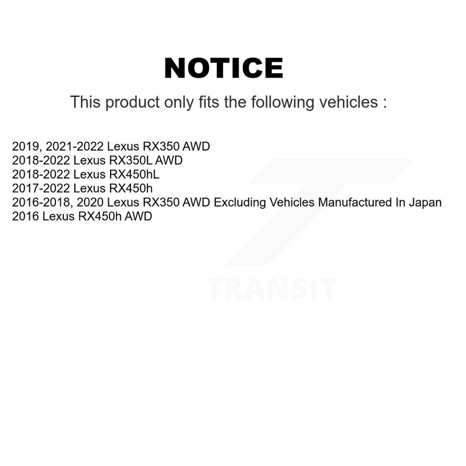 Front Rear Hub Bearing Brake Rotor & Pad Kit (10Pc) For Lexus RX350 RX450h RX350L RX450hL KBB-125285