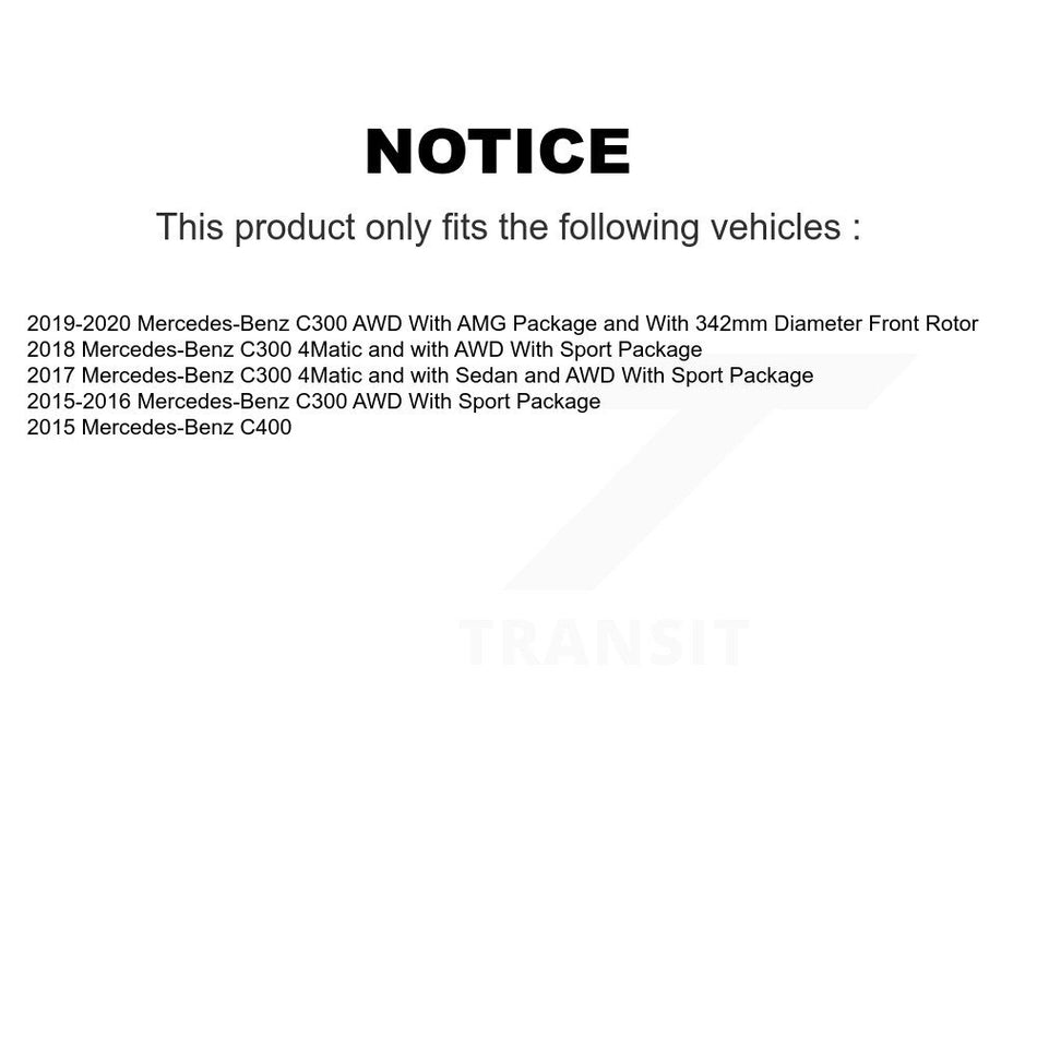 Front Hub Bearing Assembly Coated Disc Brake Rotor & Pads Kit For Mercedes-Benz C300 C400 KBB-126012