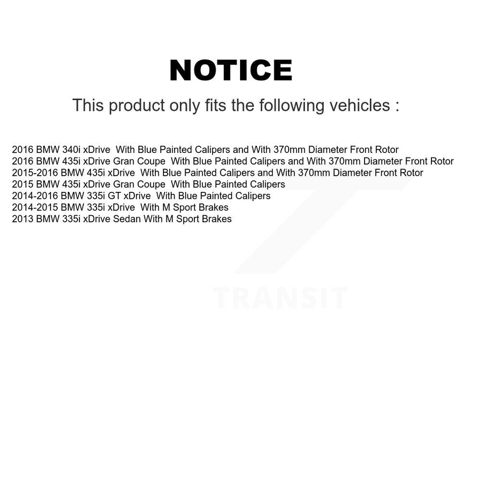 Front Hub Bearing Coated Brake Rotor Pads Kit For BMW 335i xDrive 435i Gran Coupe 340i GT KBB-126284