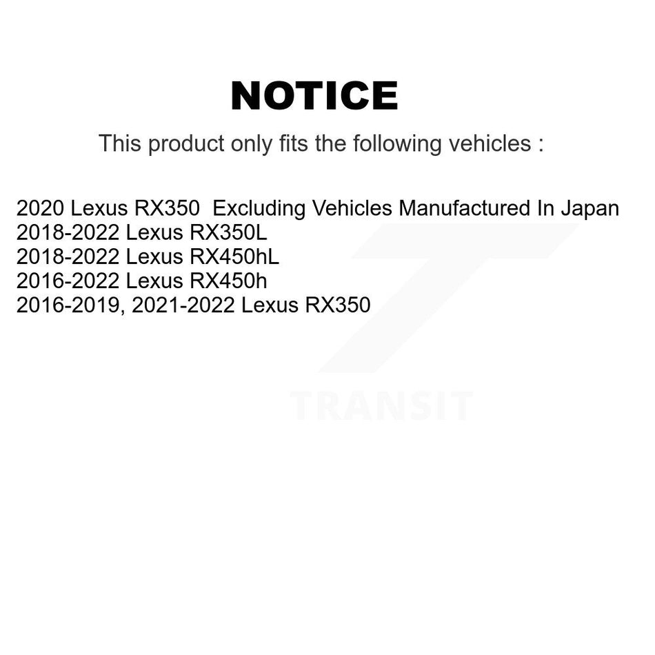 Front Hub Bearing Assembly Disc Brake Rotor Pad Kit For Lexus RX350 RX450h RX350L RX450hL KBB-126450