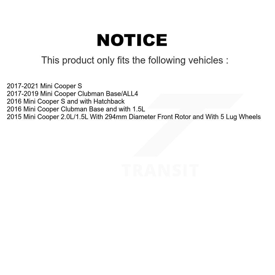 Front Hub Bearing Assembly Disc Brake Rotors And Pads Kit For Mini Cooper Clubman KBB-126452