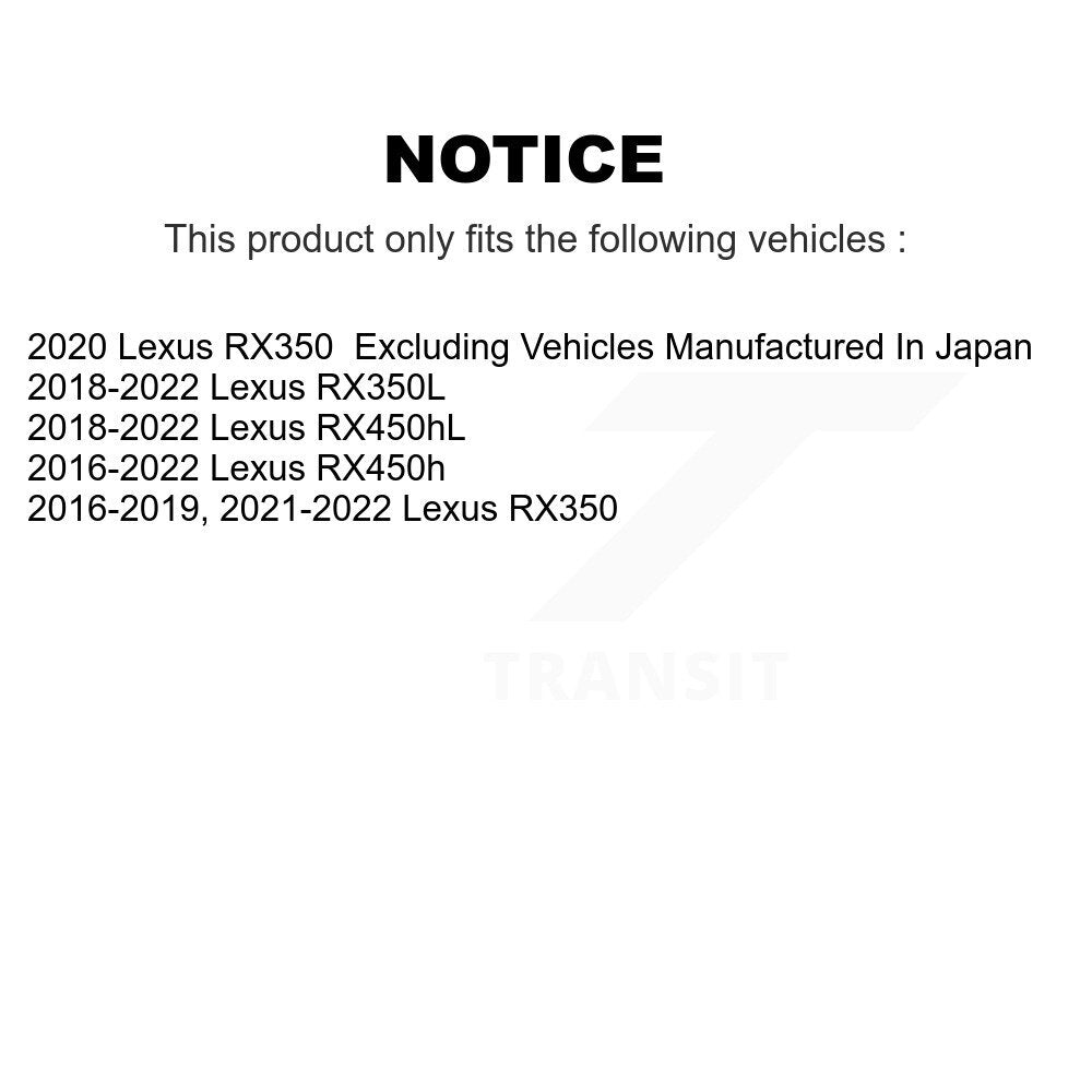 Front Hub Bearing Assembly Disc Brake Rotor Pad Kit For Lexus RX350 RX450h RX350L RX450hL KBB-126502