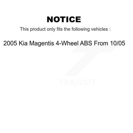 Front Rear Hub Bearing Brake Rotor Pad Kit (10Pc) For Kia Magentis 4-Wheel ABS From 10 05 KBB-126575
