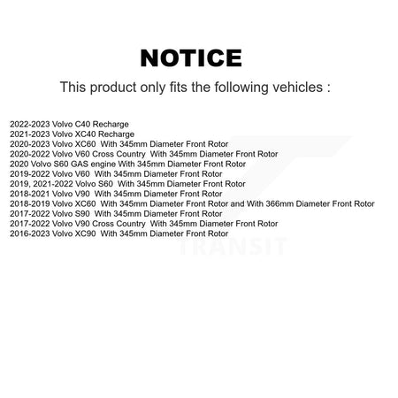 Front Hub Bearing Coat Brake Rotor Pads Kit For Volvo XC60 XC90 S60 XC40 Recharge V60 V90 KBB-127316