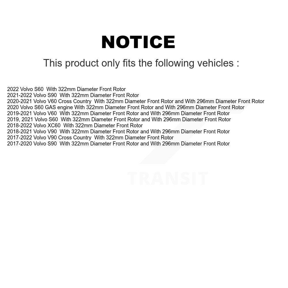 Front Hub Bearing Coated Brake Rotor Pad Kit For Volvo XC60 S60 V90 Cross Country V60 S90 KBB-127454