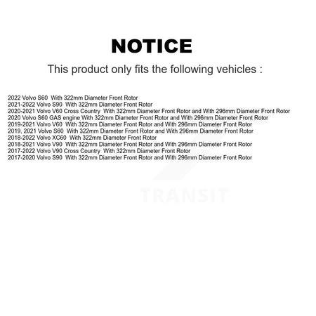 Front Hub Bearing Coated Brake Rotor Pad Kit For Volvo XC60 S60 V90 Cross Country V60 S90 KBB-127454