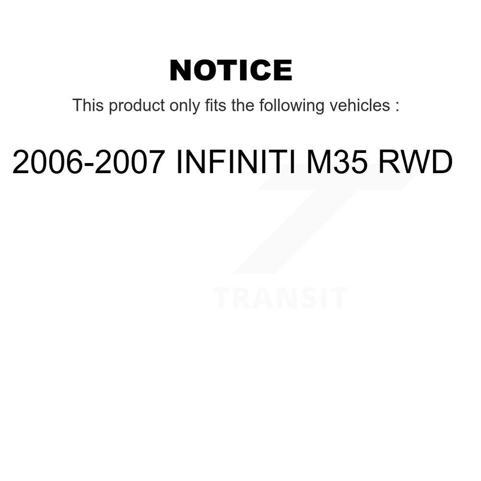 Front Rear Hub Bearing Coated Brake Rotor & Pad Kit (10Pc) For 2006-2007 INFINITI M35 RWD KBB-127696