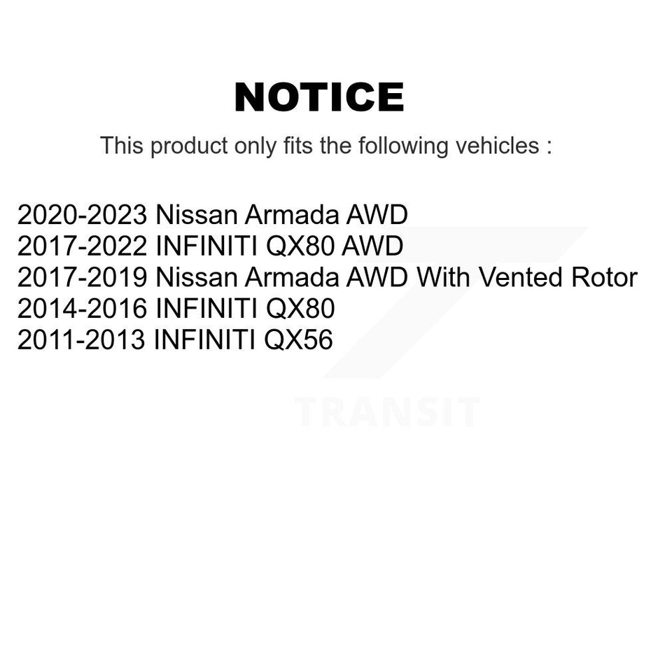 Front Rear Hub Bearing Coated Brake Rotor Pads Kit (10Pc) For INFINITI QX80 Nissan Armada KBB-128696