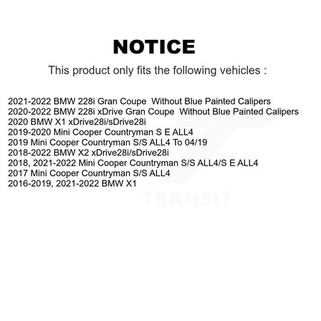 Front Hub Bearing Coat Brake Rotor Pad Kit For BMW X1 Mini Cooper Countryman X2 228i Gran KBB-128761