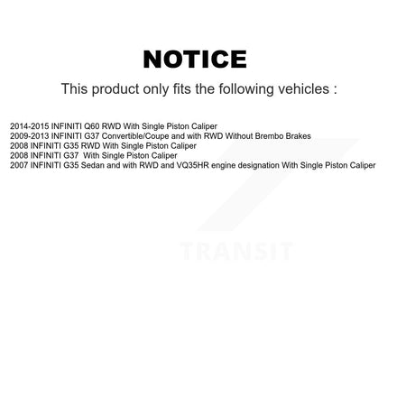 Front Hub Bearing Assembly Coated Drill Slot Brake Rotor Pad Kit For INFINITI G37 G35 Q60 KBB-128931