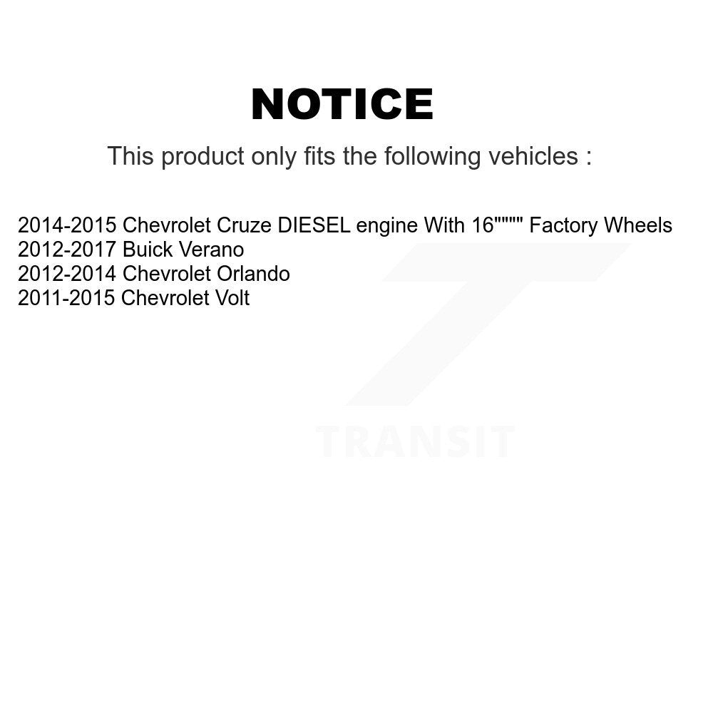 Front Hub Bearing Disc Brake Rotor Pads Kit For Chevrolet Cruze Buick Verano Orlando Volt KBB-129374
