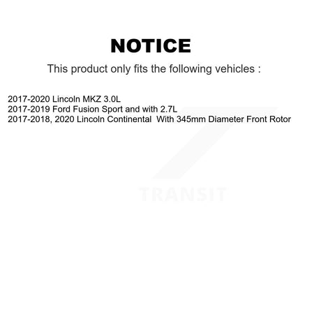 Front Hub Bearing Coated Disc Brake Rotor Pad Kit For Ford Fusion Lincoln MKZ Continental KBB-129543