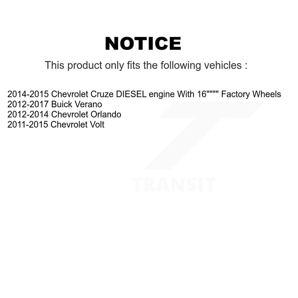 Front Hub Bearing Coat Brake Rotor Pads Kit For Chevrolet Cruze Buick Verano Orlando Volt KBB-129547