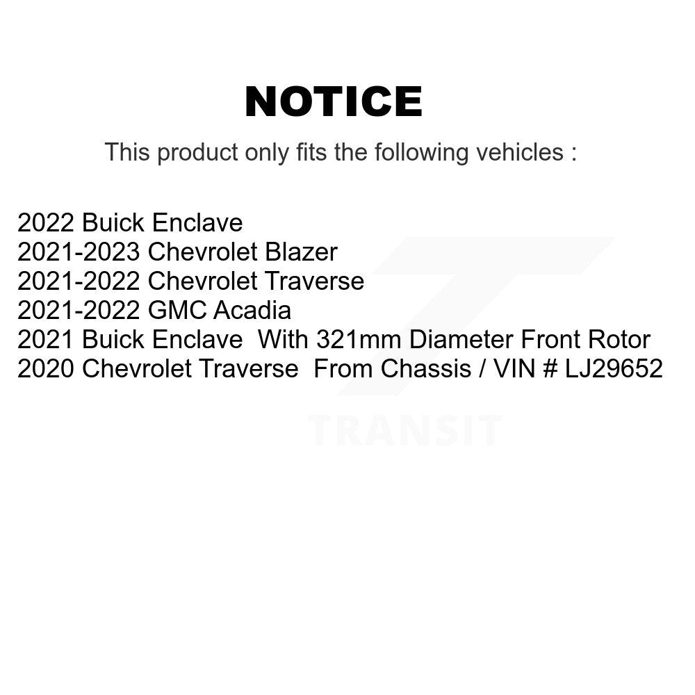 Front Hub Bearing Drill Slot Brake Rotor Pad Kit For Chevrolet Traverse Blazer GMC Acadia KBB-129707