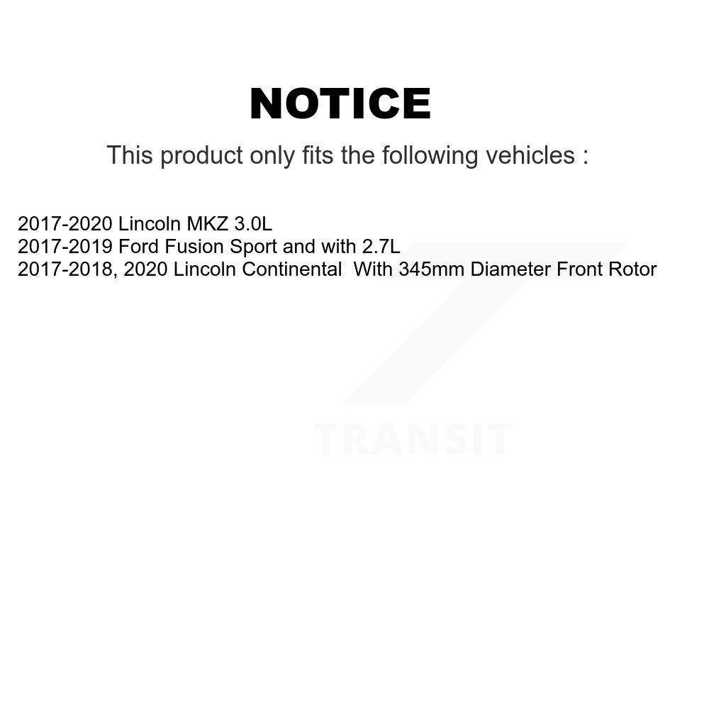 Front Hub Bearing Drill Slot Brake Rotor Pads Kit For Ford Fusion Lincoln MKZ Continental KBB-129733