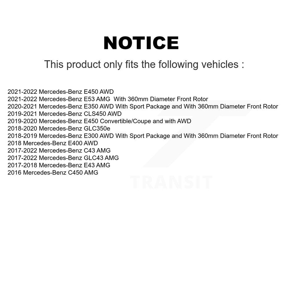 Front Hub Bearing Brake Rotor Pad Kit For Mercedes-Benz C43 AMG GLC43 E450 E400 E300 C450 KBB-130123
