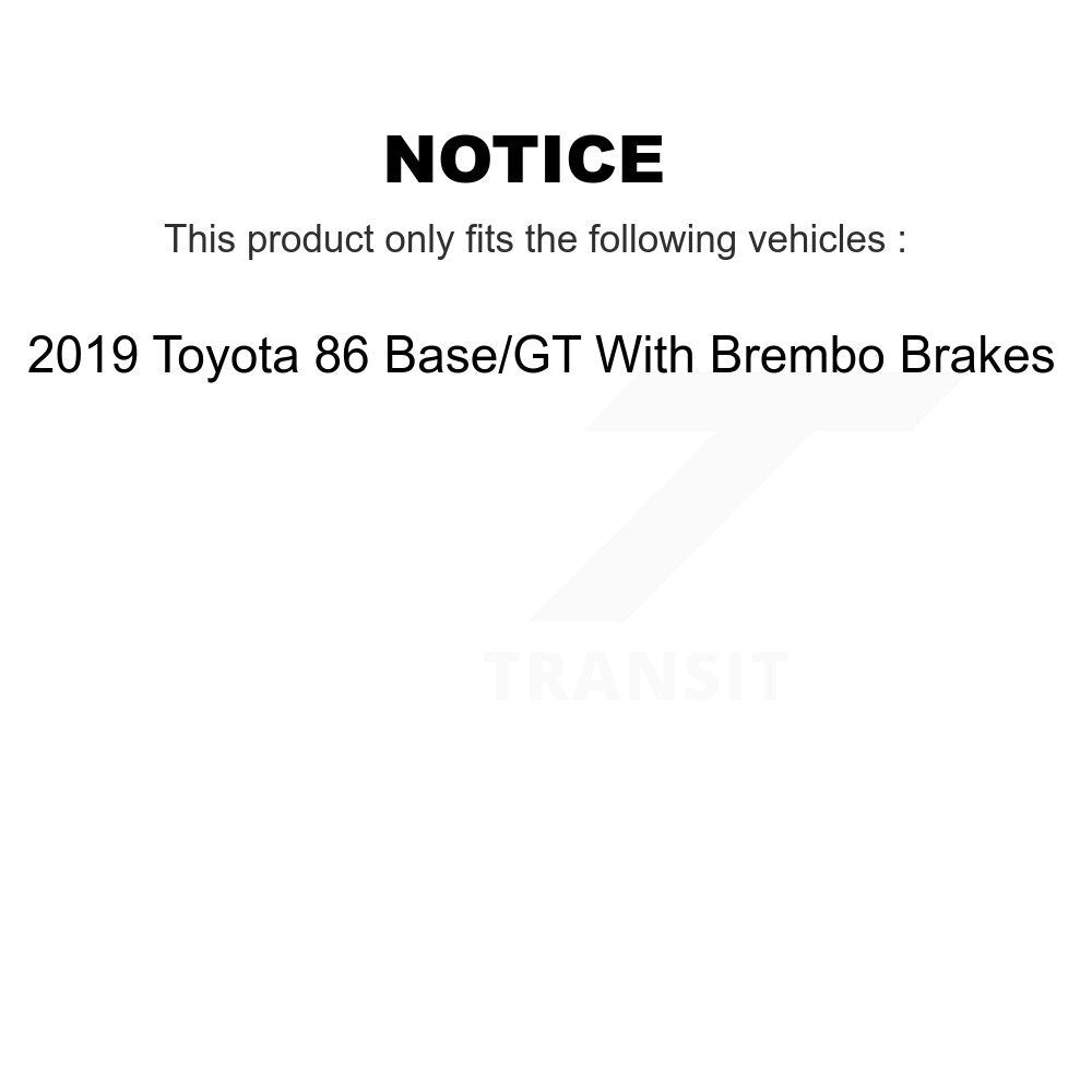 Front Hub Bearing Coat Brake Rotor Pads Kit For 2019 Toyota 86 Base GT With Brembo Brakes KBB-130261