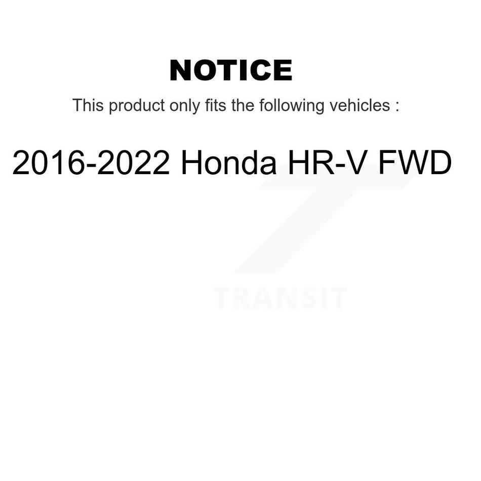 Front Rear Hub Bearing Coated Brake Rotor And Pad Kit (10Pc) For 2016-2022 Honda HR-V FWD KBB-130766