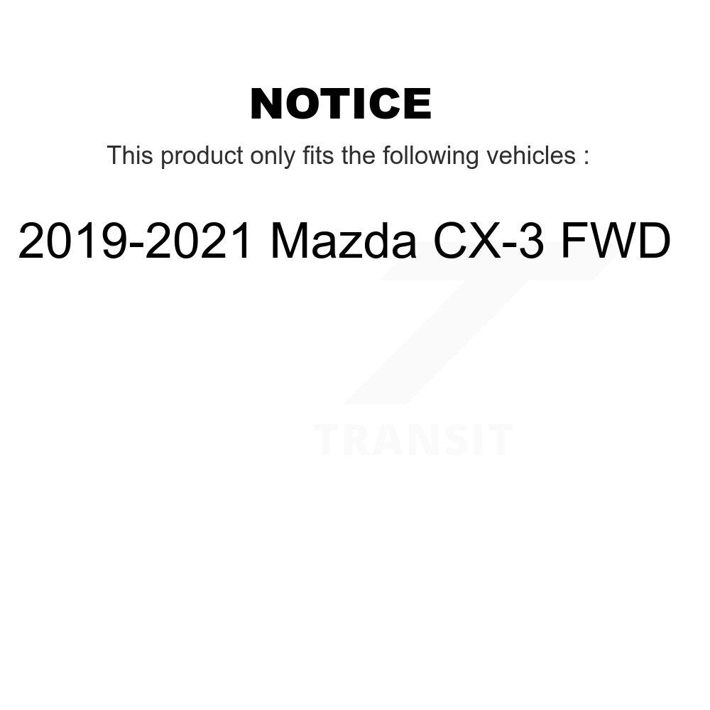 Front Rear Hub Bearing Coated Brake Rotor And Pad Kit (10Pc) For 2019-2021 Mazda CX-3 FWD KBB-131748