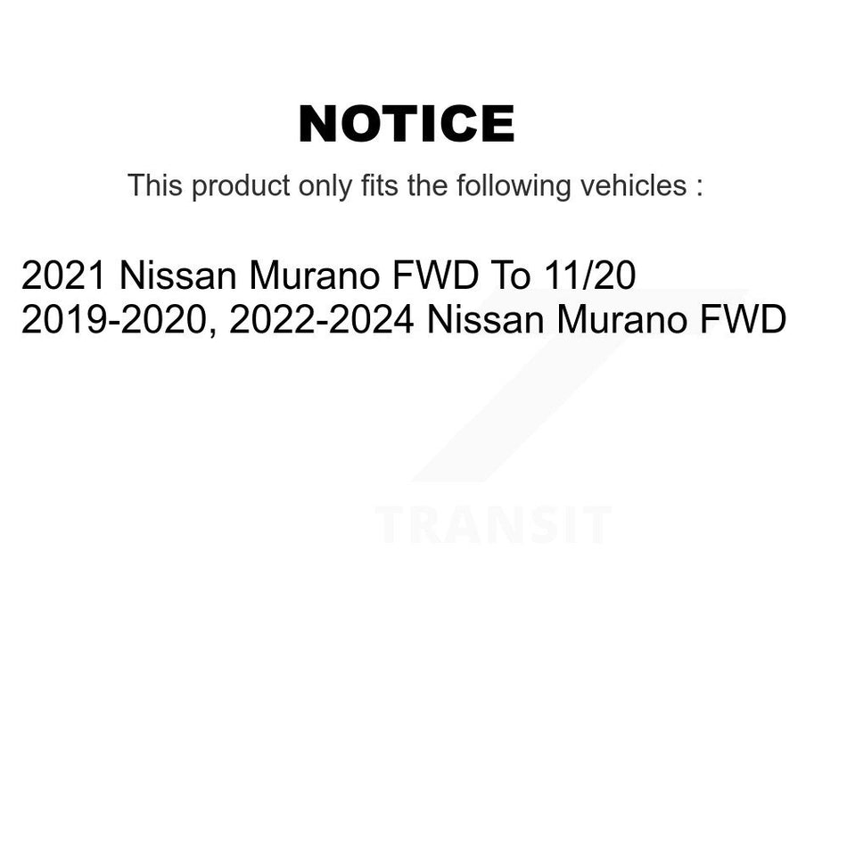 Front Rear Hub Bearing Coated Disc Brake Rotors And Pads Kit (10Pc) For Nissan Murano FWD KBB-131791