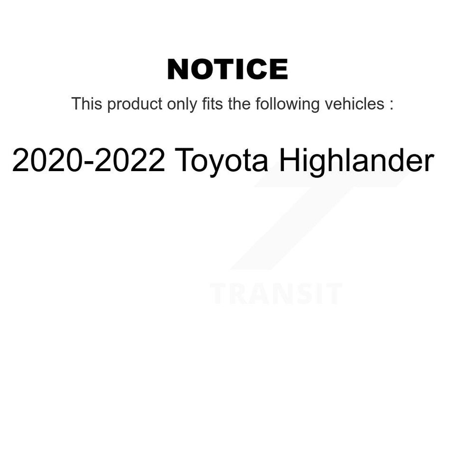 Front Hub Bearing Assembly Coated Brake Rotor And Pad Kit For 2020-2022 Toyota Highlander KBB-131806