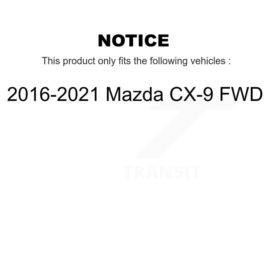 Front Rear Hub Bearing Coated Brake Rotor And Pad Kit (10Pc) For 2016-2021 Mazda CX-9 FWD KBB-131873