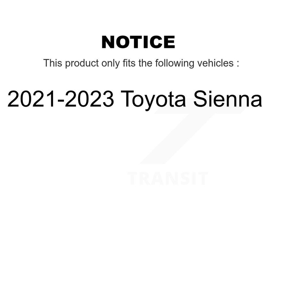 Front Hub Bearing Assembly Coated Disc Brake Rotor & Pads Kit For 2021-2023 Toyota Sienna KBB-131957