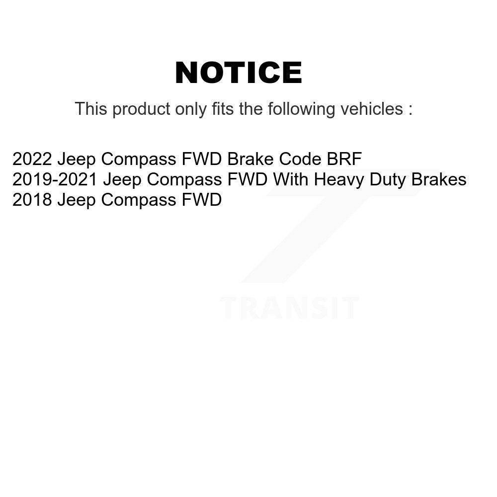 Front Rear Hub Bearings Coated Disc Brake Rotors And Pads Kit (10Pc) For Jeep Compass FWD KBB-132040