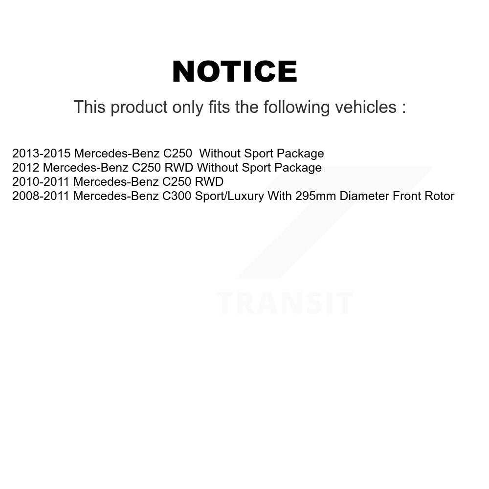 Front Hub Bearing Assembly Coated Disc Brake Rotor & Pads Kit For Mercedes-Benz C300 C250 KBB-132094