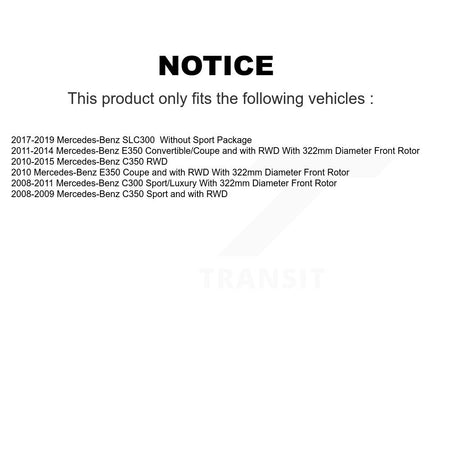 Front Hub Bearing Assembly Brake Rotor & Pads Kit For Mercedes-Benz C300 E350 C350 SLC300 KBB-132201