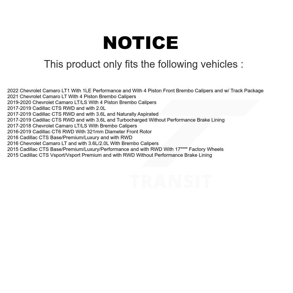 Front Hub Bearing Assembly Disc Brake Rotor Pad Kit For Chevrolet Camaro Cadillac CTS CT6 KBB-132345