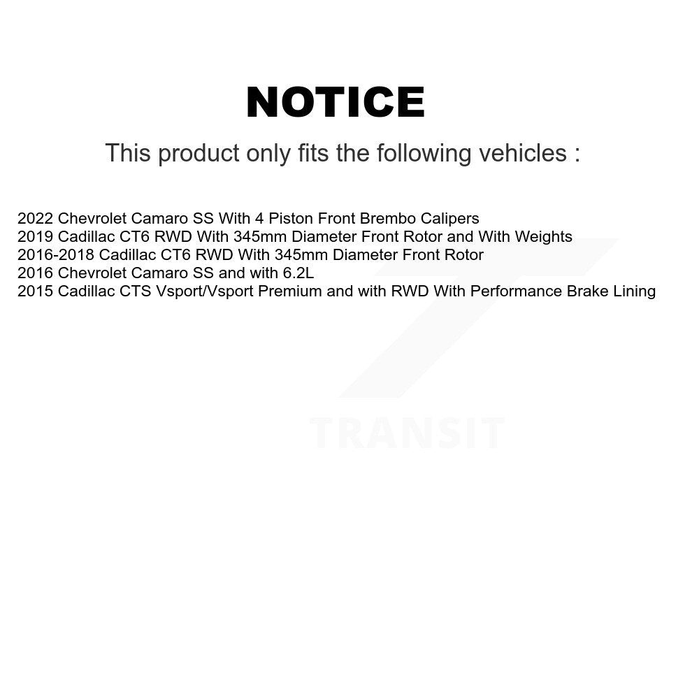 Front Hub Bearing Assembly Disc Brake Rotor Pad Kit For Chevrolet Camaro Cadillac CT6 CTS KBB-132346