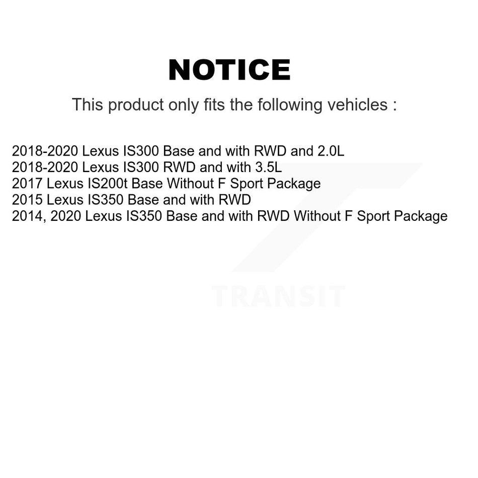 Front Rear Hub Bearing Coated Brake Rotor And Pad Kit (10Pc) For Lexus IS300 IS350 IS200t KBB-132828