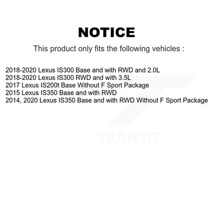 Front Rear Hub Bearing Coated Brake Rotor And Pad Kit (10Pc) For Lexus IS300 IS350 IS200t KBB-132893