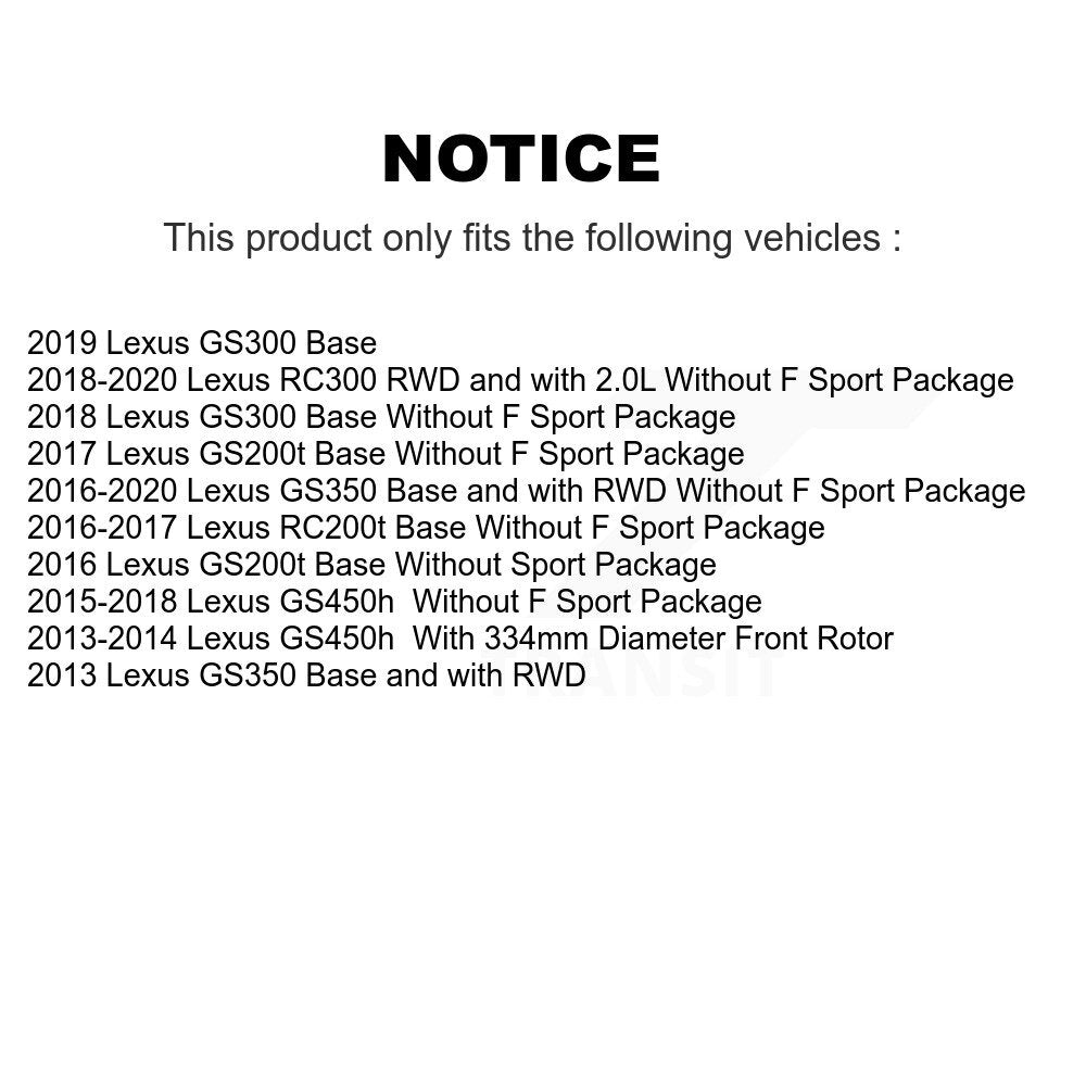 Front Rear Hub Bearing Coat Brake Rotor Pad Kit (10Pc) For Lexus GS350 RC300 GS450h GS300 KBB-133201