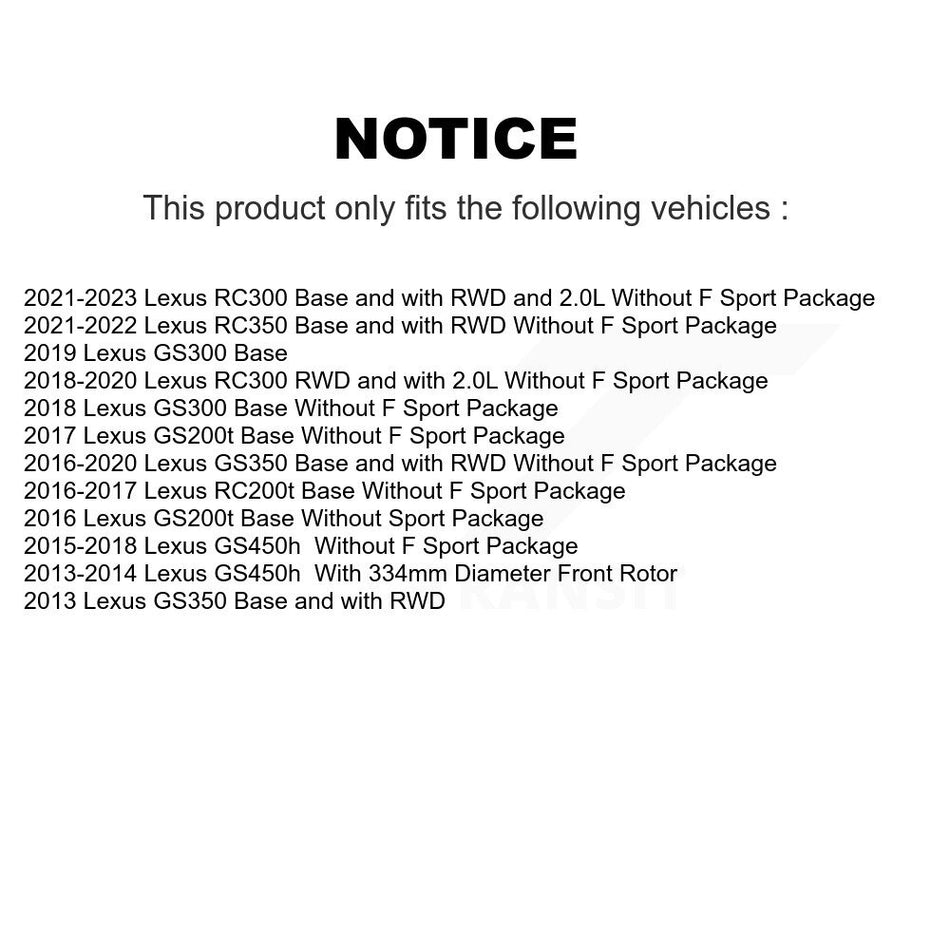 Front Hub Bearing Brake Rotor And Pad Kit For Lexus GS350 RC300 RC350 GS450h GS300 RC200t KBB-133409